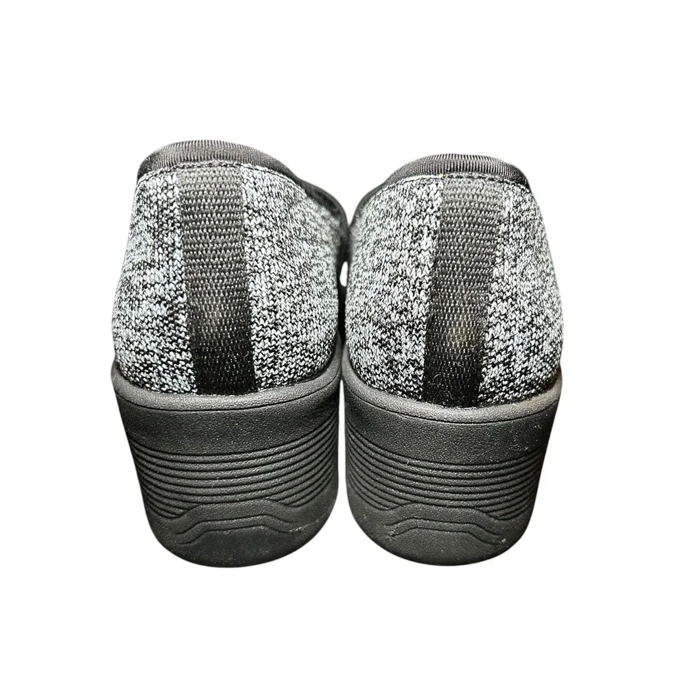 Skechers Black White Knit Wedge Slip On Shoes 158410 BKW Size 9 Memory Foam